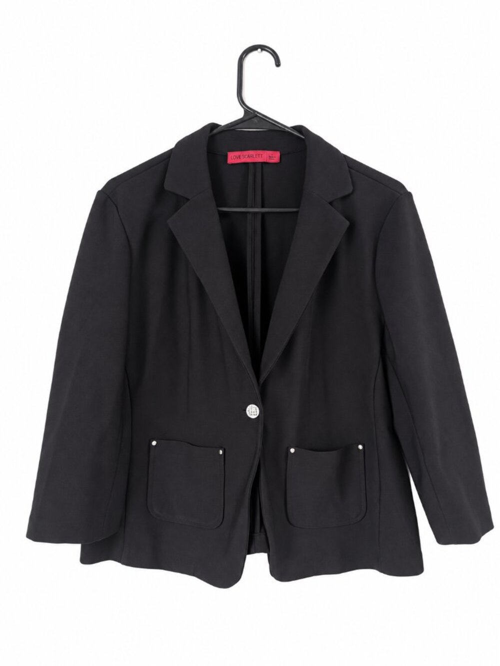 Love Scarlett Black Rhinestone Button Blazer Plus Size Large